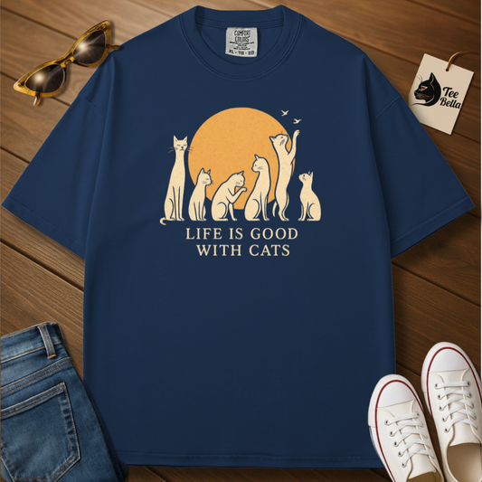 Life Is Good With Cats Tee