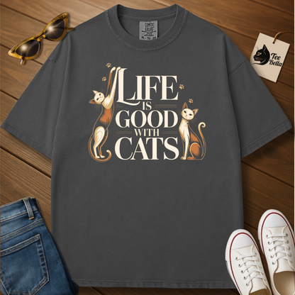 Life Is Good With Cats Tee